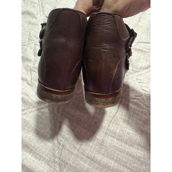 Free People Braeburn Ankle Boots Distressed Leather Womens 7 EU 37 Brown Buckles - Picture 5 of 10